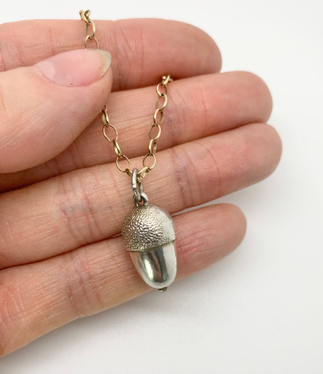 Victorian Sterling Silver Acorn Pendant c.1880s - Image 4