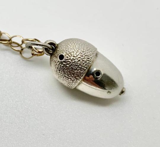 Victorian Sterling Silver Acorn Pendant c.1880s - Image 5