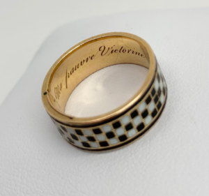 Georgian Gold Enamel Mourning Locket Band Ring Antique