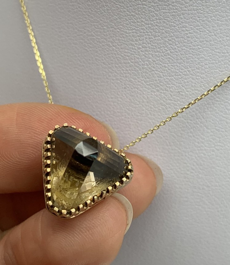 Vintage Smoky Quartz 9ct Yellow Gold Elephant Pendant - London 1966 - Image 6