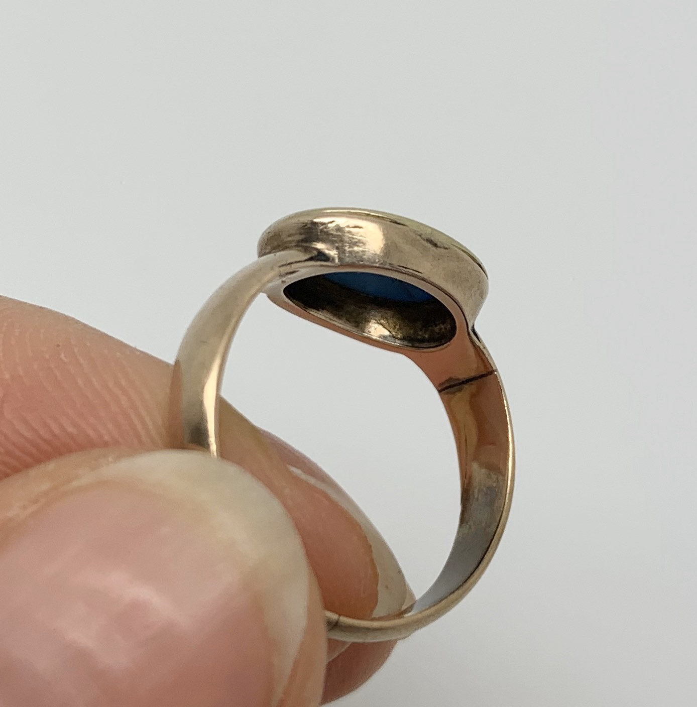 Georgian Turquoise Cabochon 9ct Gold Ring c.1780s - Image 9