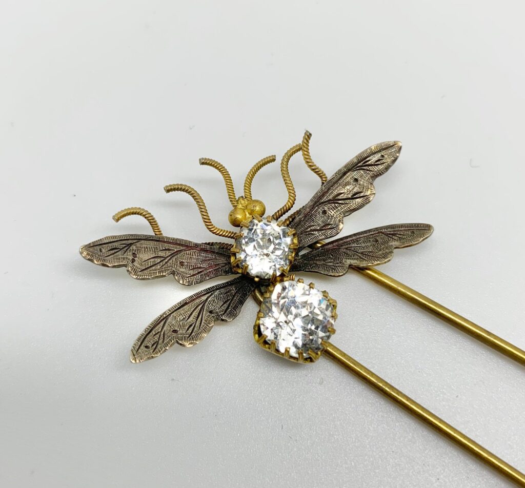 Victorian Aesthetic Art Nouveau Bee Hairpin Silver Paste