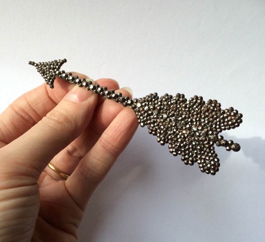 Large Statement Georgian Cut Steel Arrow Brooch Antique 1800