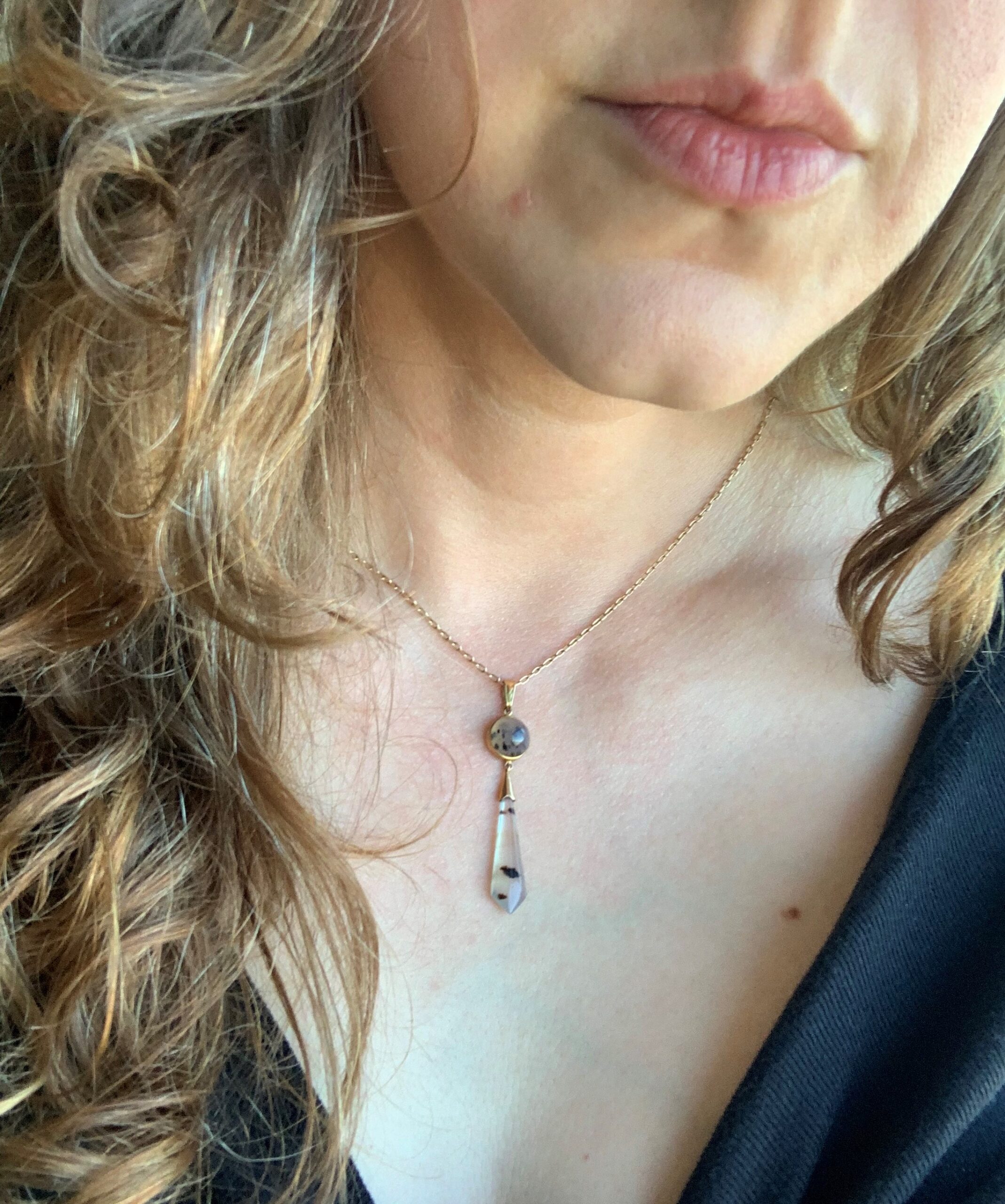 Victorian Dendritic Agate Yellow Gold Pendant c.1860s - Image 3