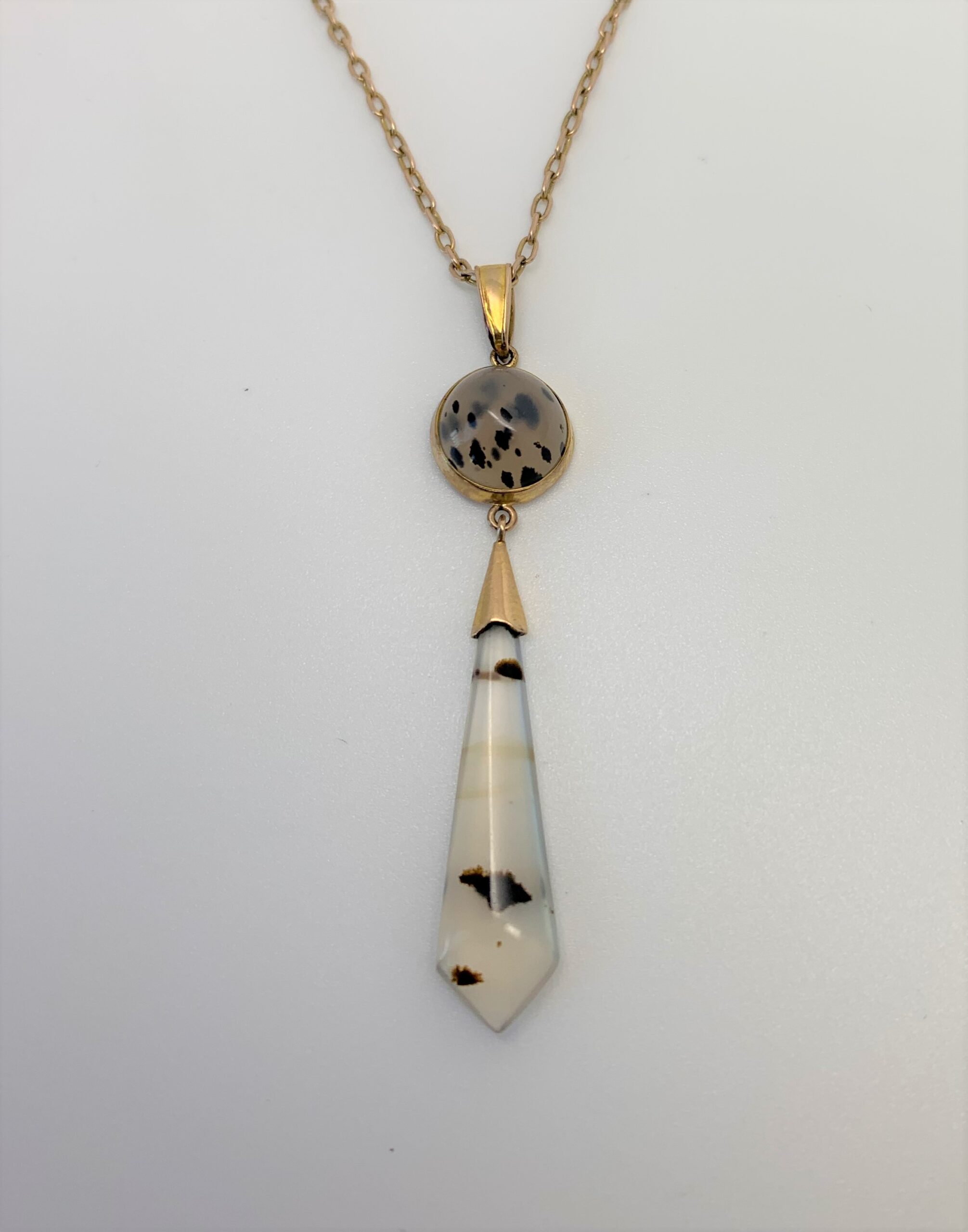 Victorian Dendritic Agate Yellow Gold Pendant