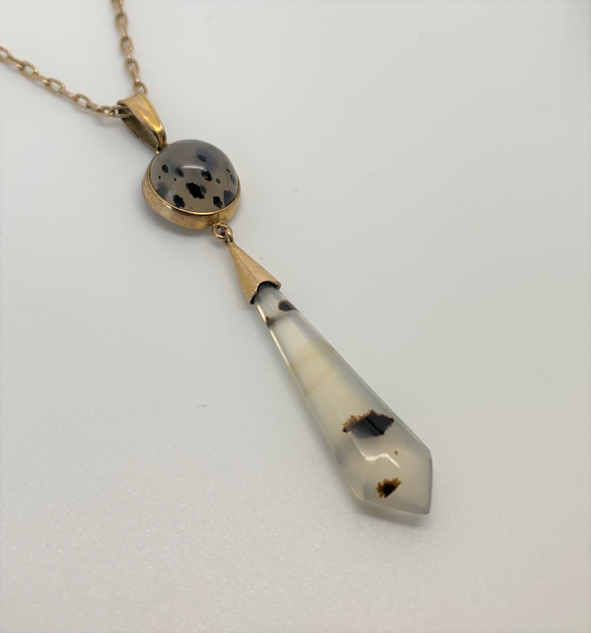 Victorian Dendritic Agate Yellow Gold Pendant c.1860s - Image 2