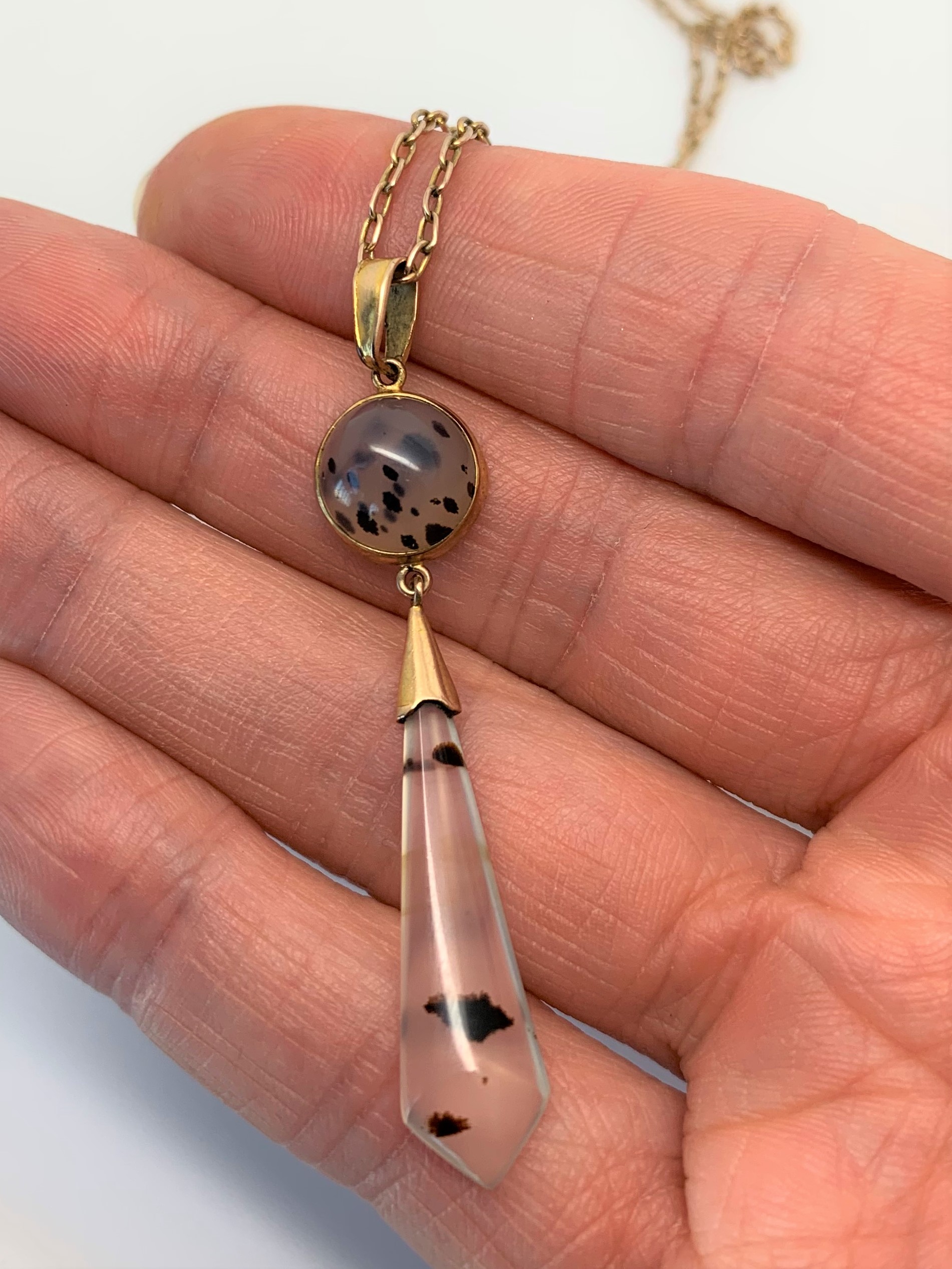 Victorian Dendritic Agate Yellow Gold Pendant c.1860s - Image 4