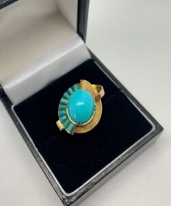 yellow gold turquoise cocktail ring