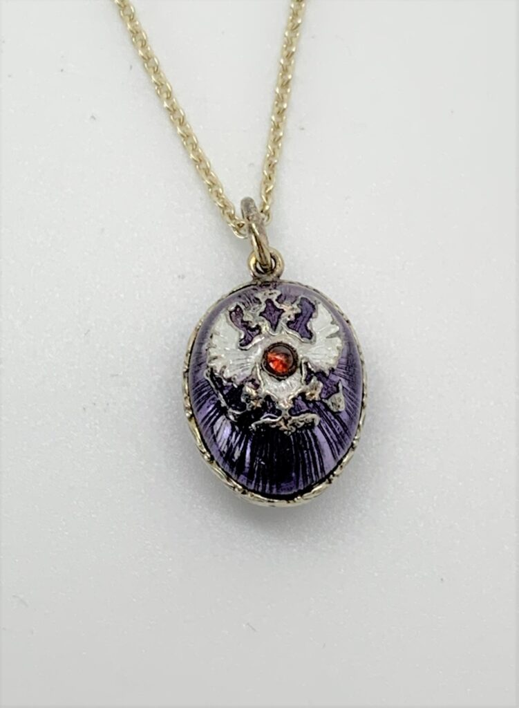 enamel russian silver egg pendant