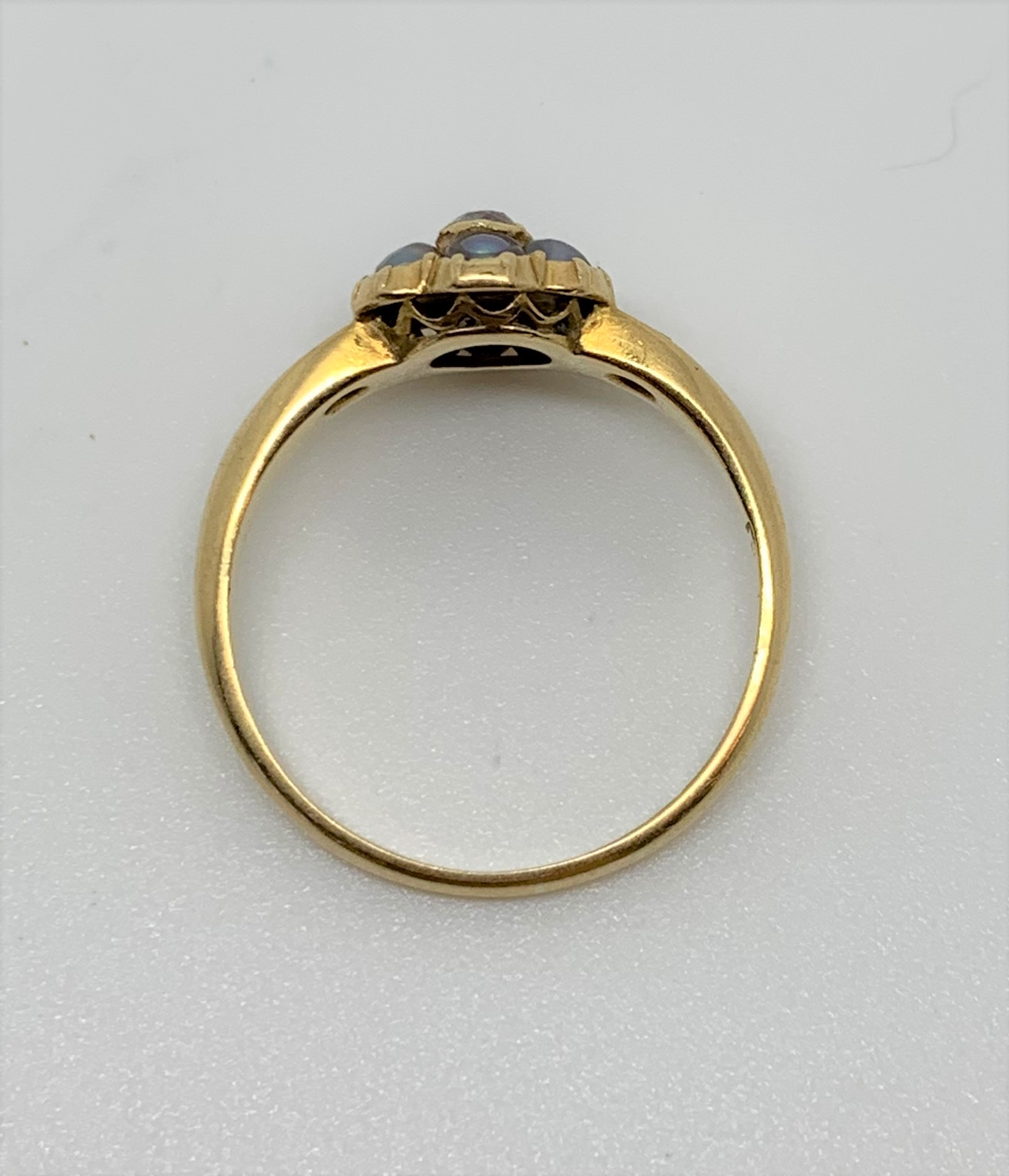 Victorian-grey-pearl-diamond-cluster-gold-ring