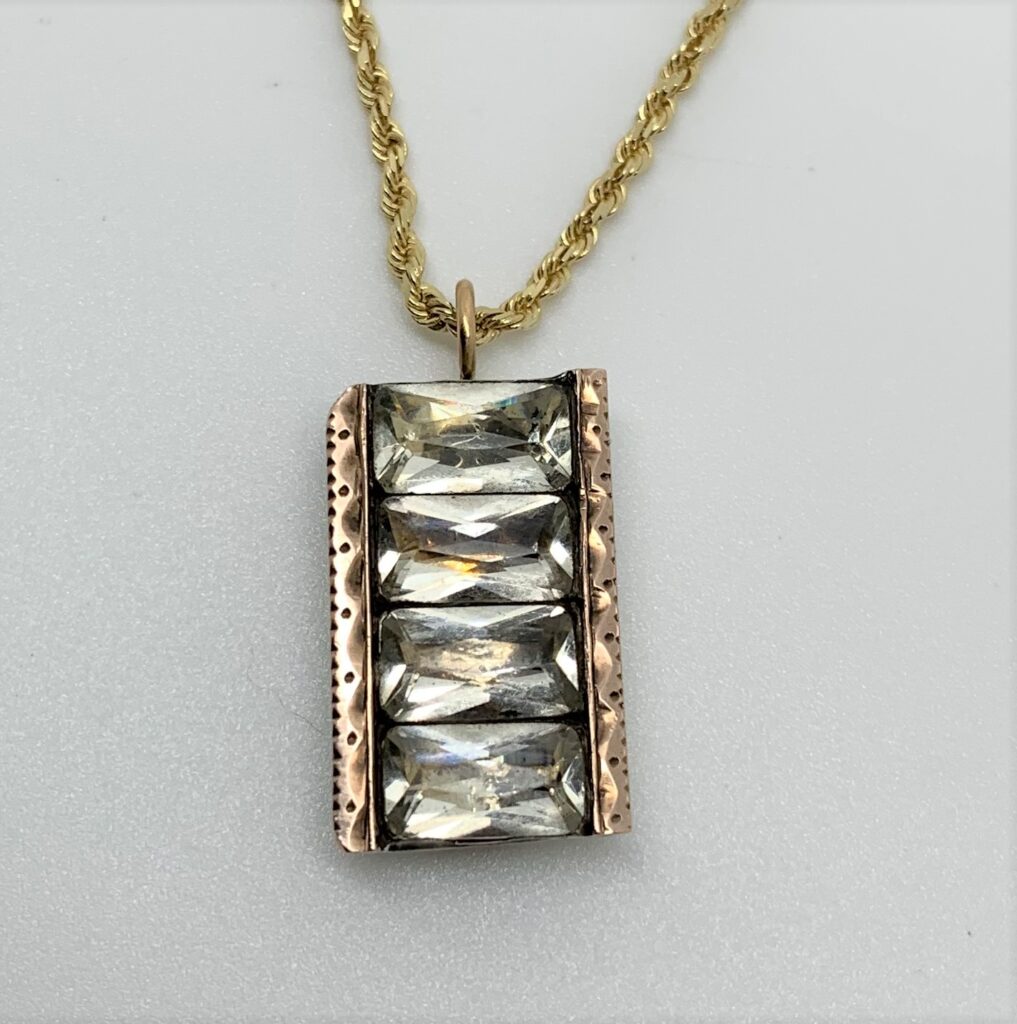 georgian baguette paste silver pendant
