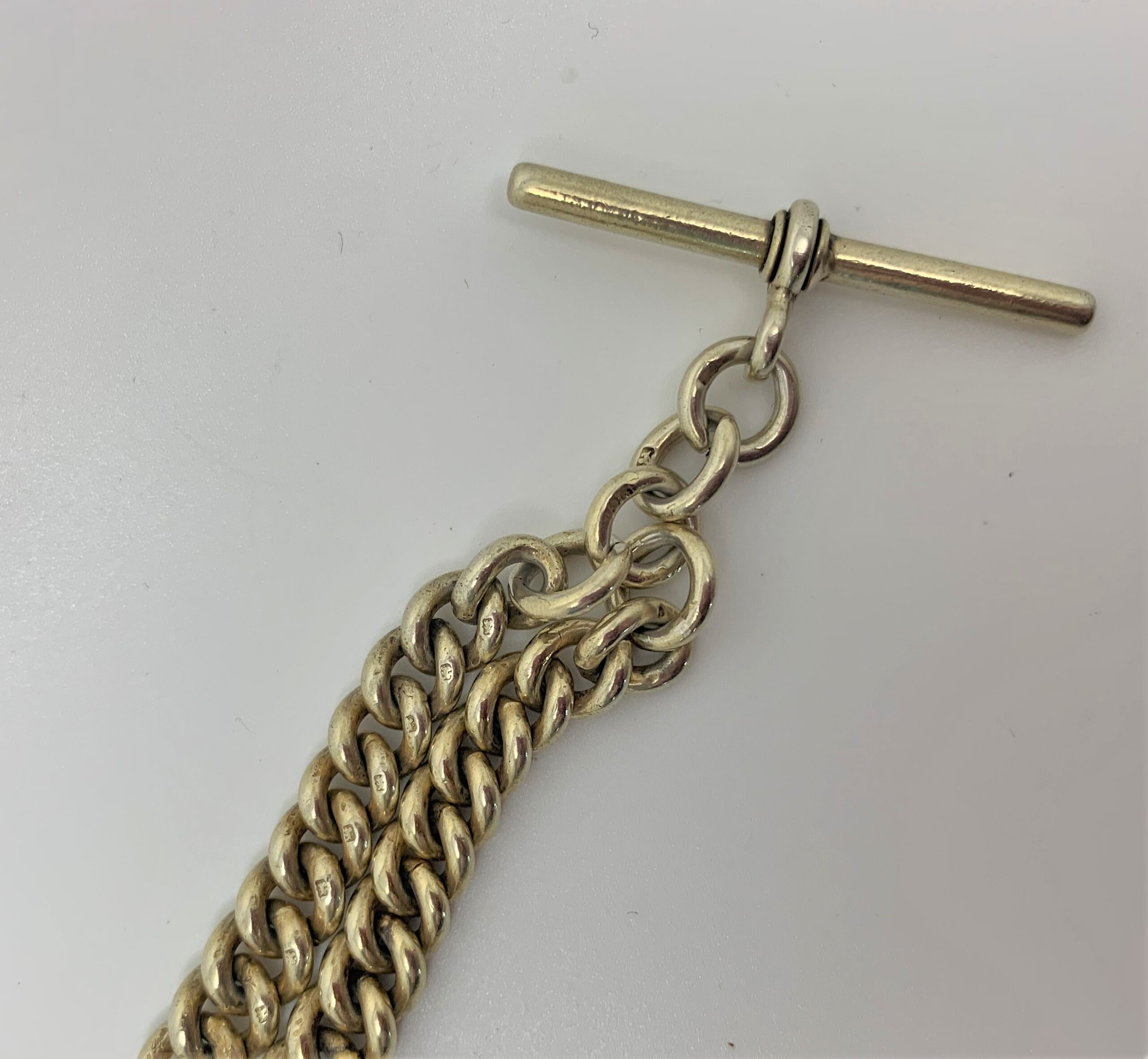 Heavy Victorian Silver Gilt Double Albert Chain Necklace