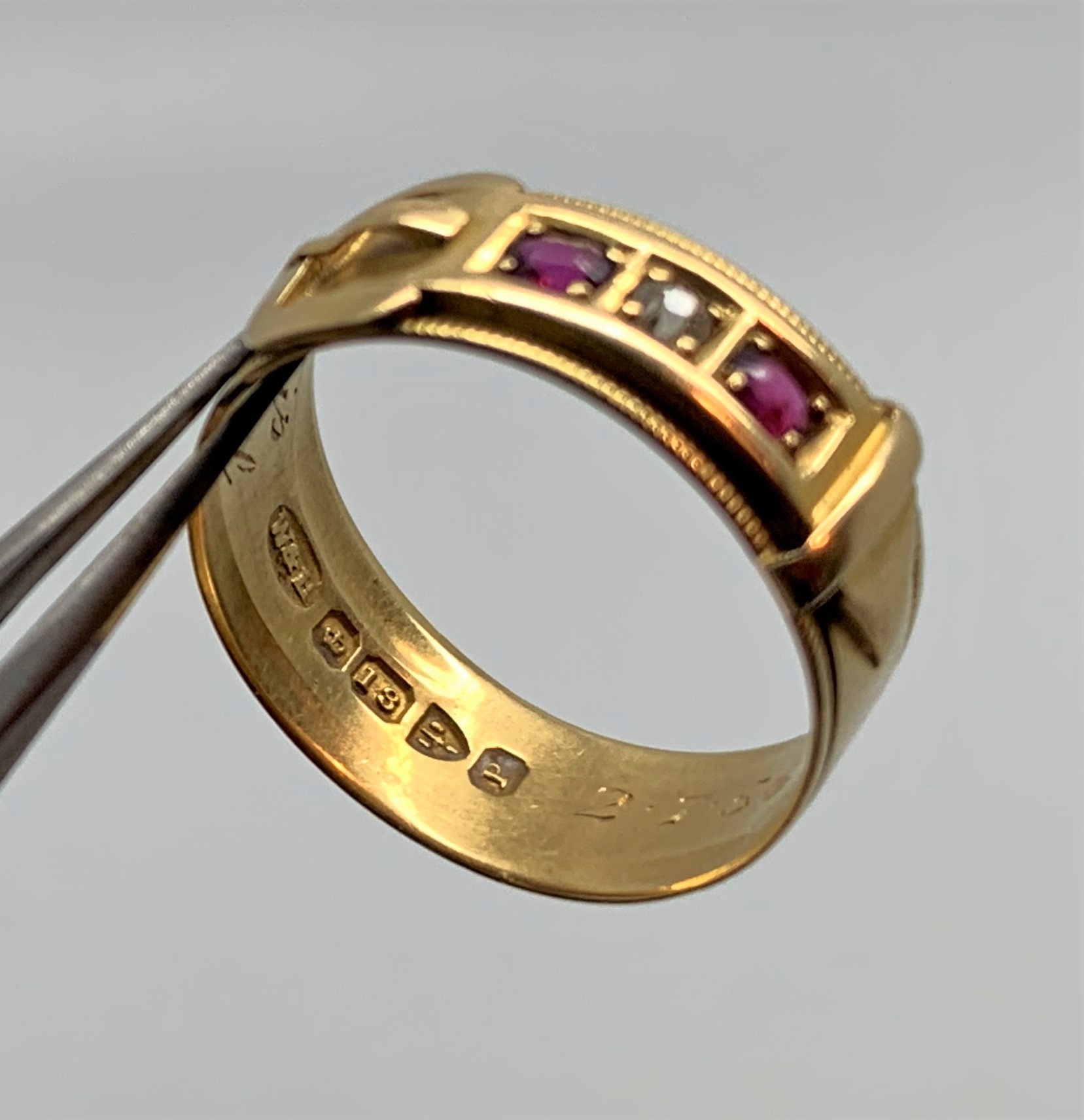 Victorian 18ct Gold Ruby Diamond Buckle Ring