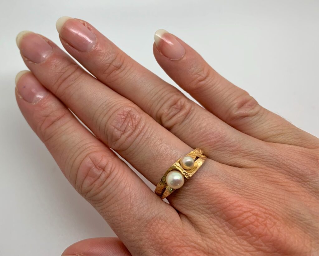 Weckstrom Lapponia gold Pearl Ring 1970s