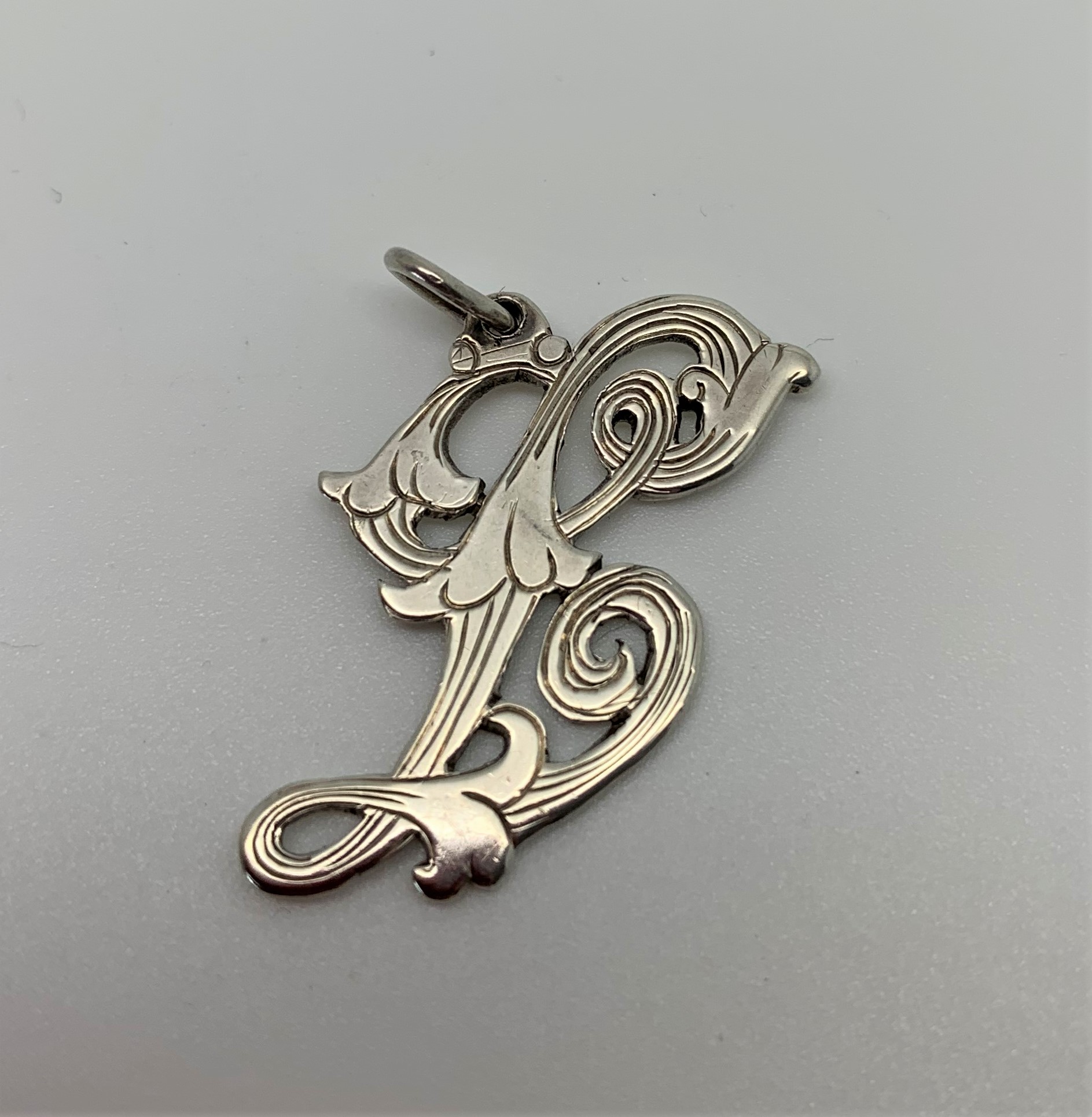 Victorian Silver Script Initial L Pendant Charm