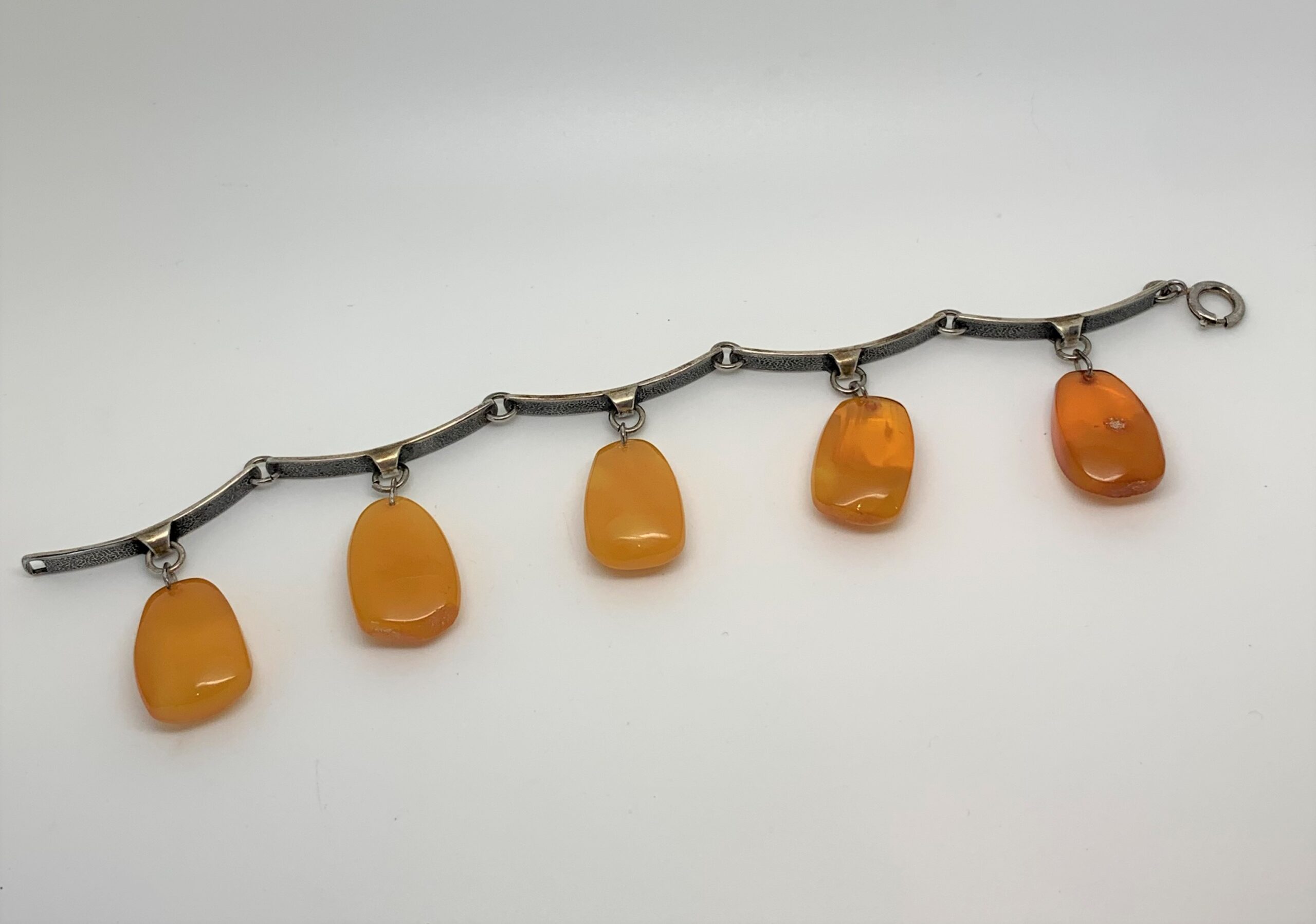 Vintage Baltic Amber Silver Modernist Bracelet c.1950s - Image 3