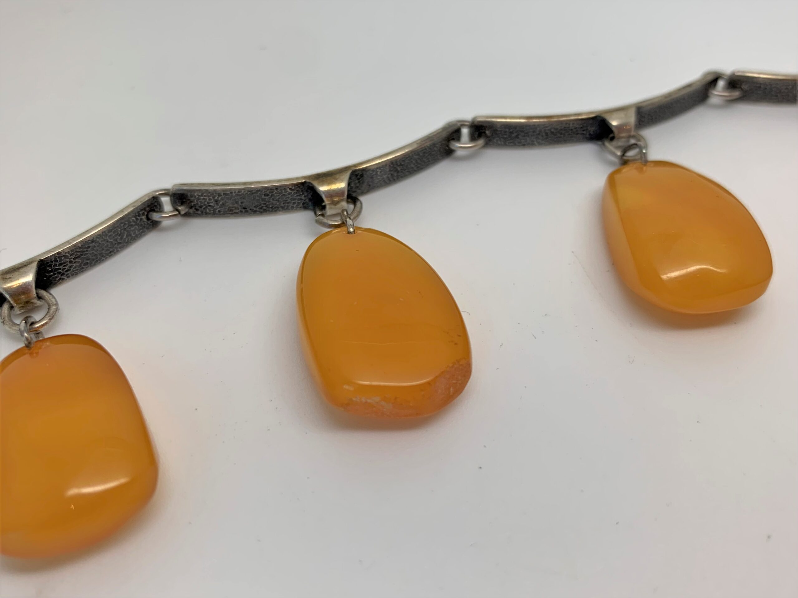 Vintage Baltic Amber Silver Modernist Bracelet c.1950s - Image 4