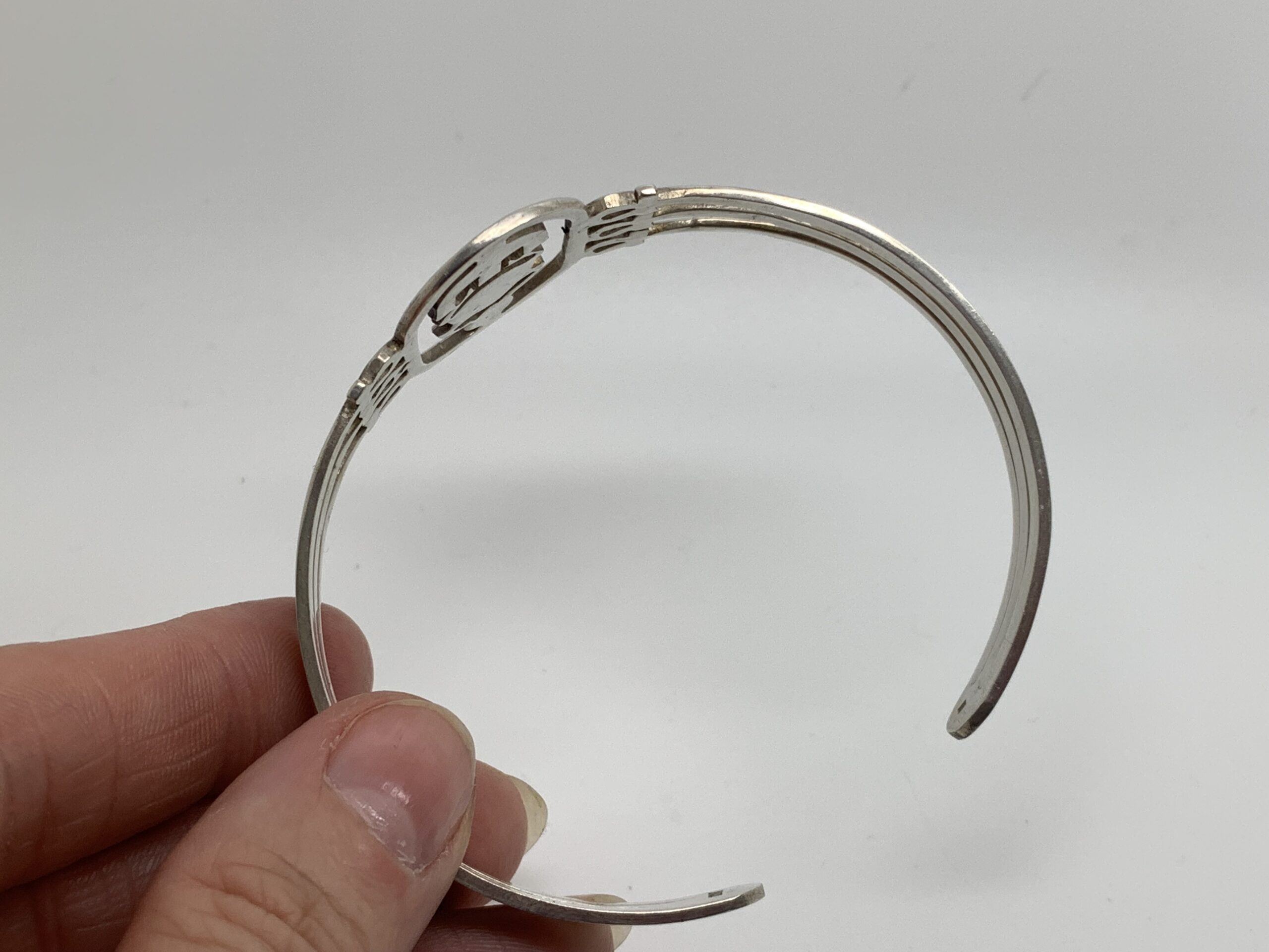 Vintage Egyptian Silver Scarab Bangle 1950s