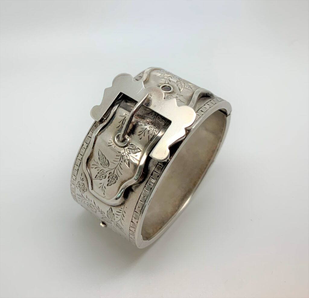 Large Victorian Sterling Silver Buckle Bangle