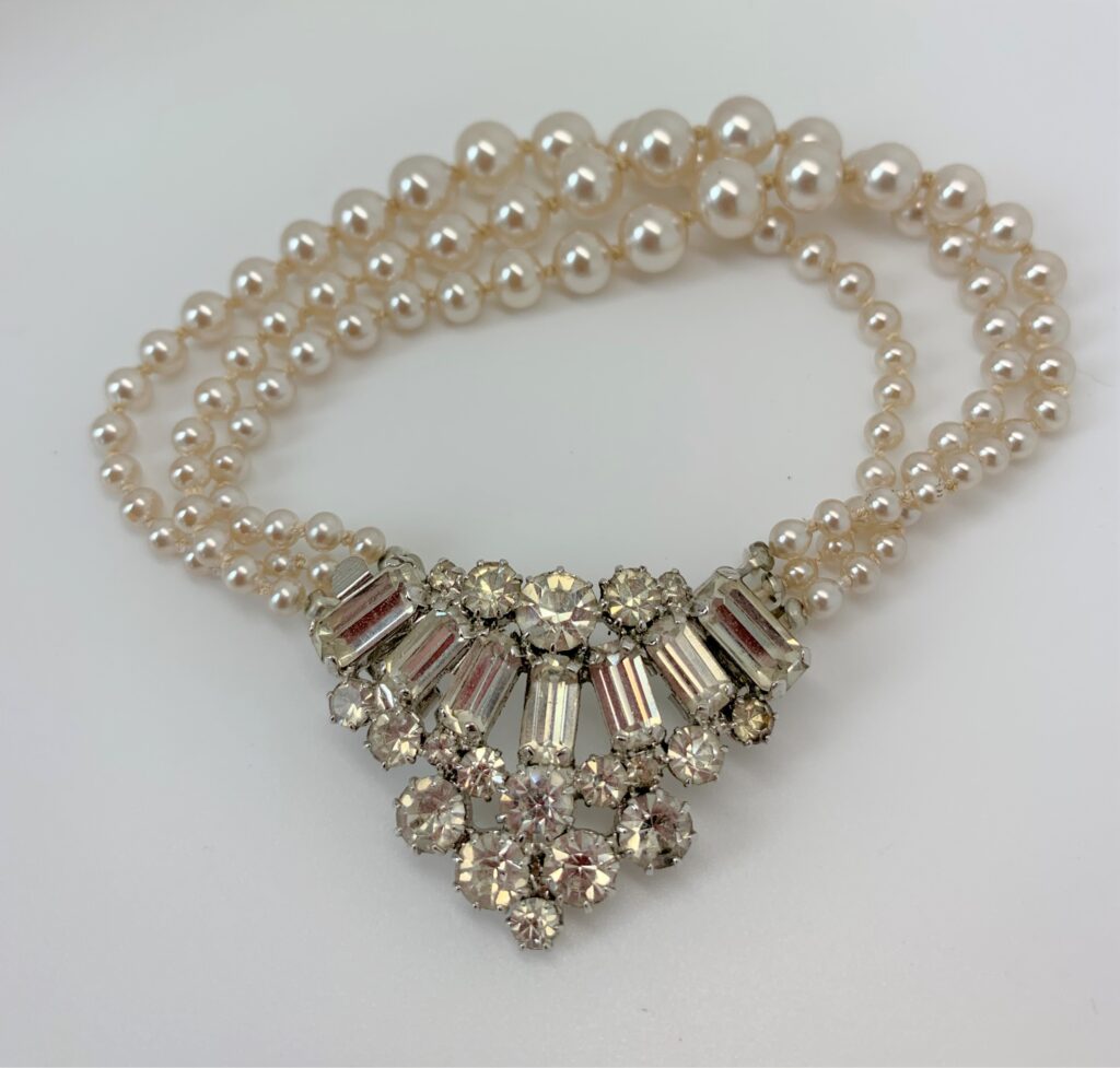 Vintage 1950s Japanese Faux Pearl Paste Triple Row Bracelet