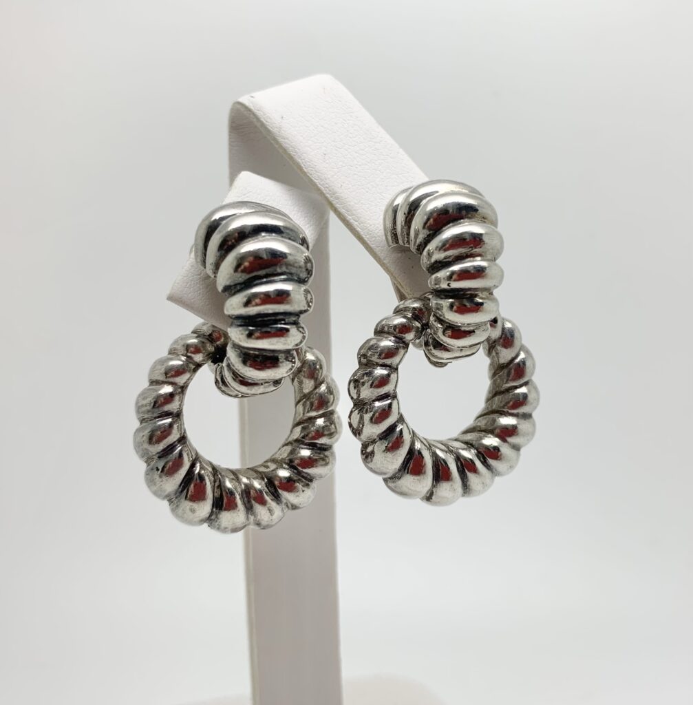 Silver Night Day Creole Hoop Retro Earrings