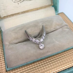 Art Deco Platinum Diamond Wishbone Cocktail Ring Jacket 1930s