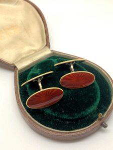 Anderson Silver Gilt Red Enamel Cufflinks