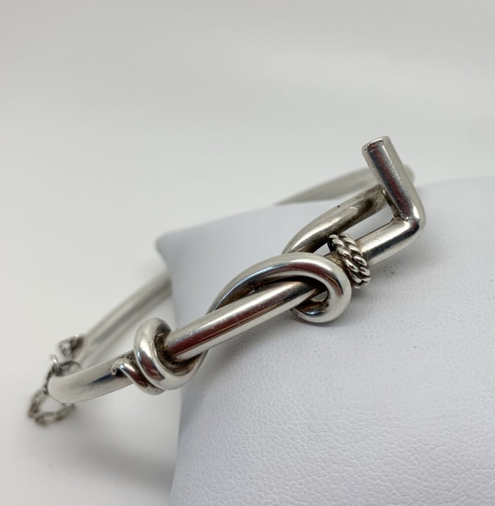 01190 Vintage Orvis Silver Riding Crop Ouroboros Bangle