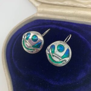 Haseler WHH Liberty Silver Enamel Arts Crafts Earrings