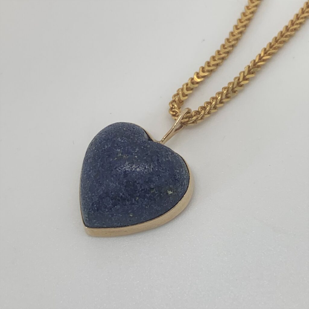Vintage 14k Yellow Gold Lapis Lazuli Heart Charm Pendant
