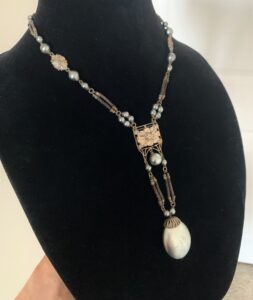ROUSSELET Edwardian Belle Epoque Gripoix Blown Grey Pearl Necklace