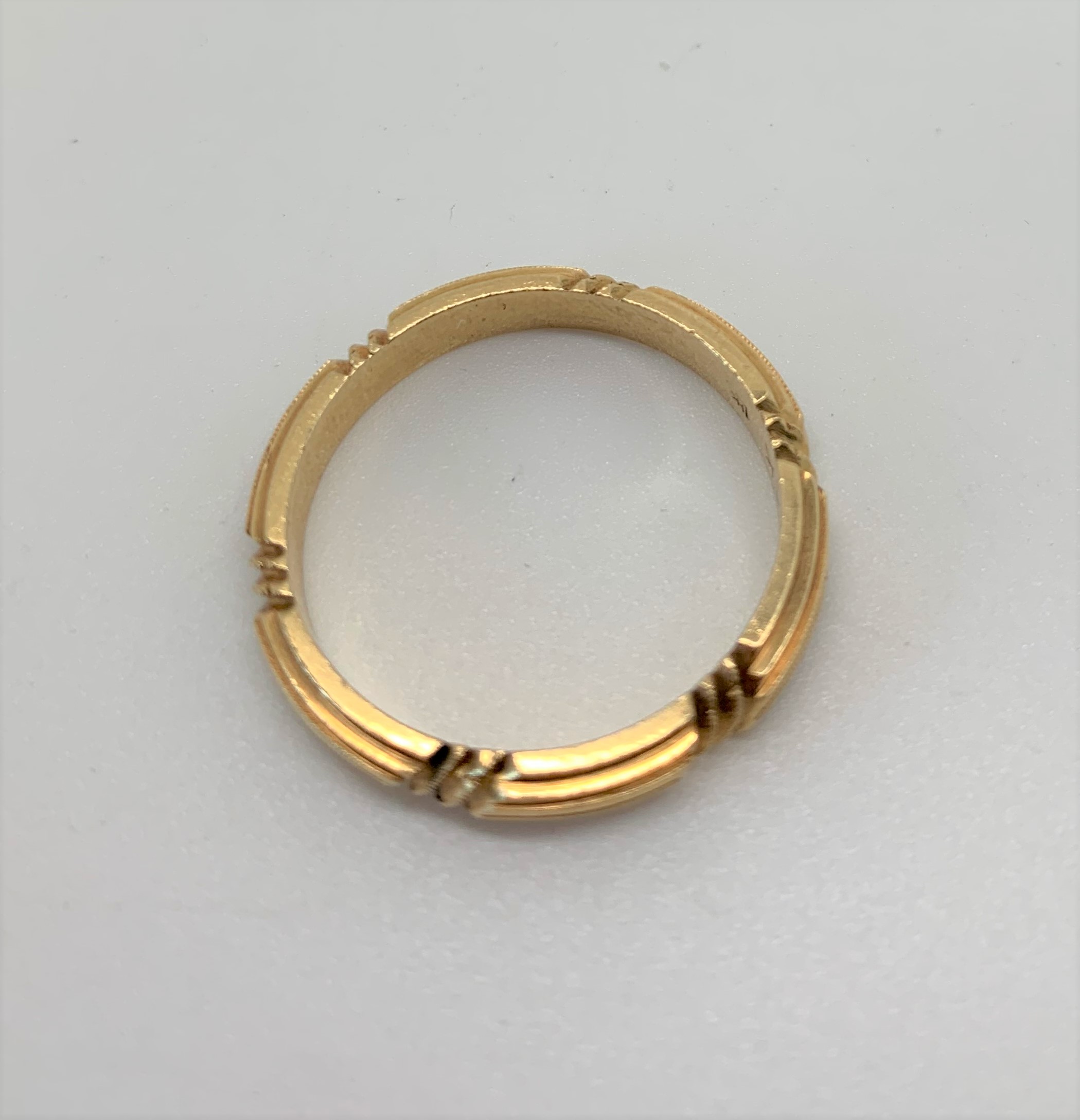 01276 Art Deco American 14k Yellow Gold Reeded Wedding Stacking Band (4)