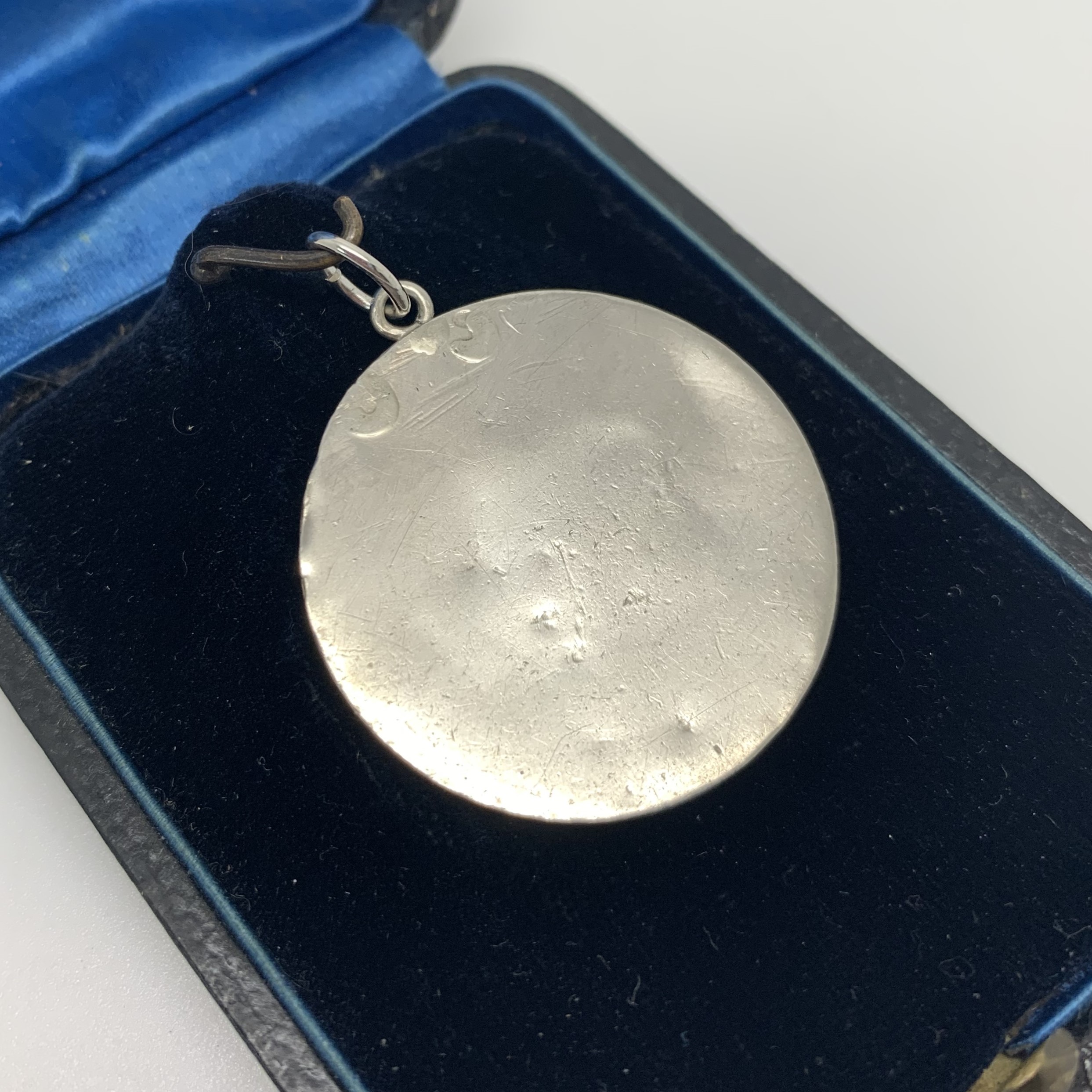 Vintage Silver Doberman Dog Medallion Pendant 1970s Retro