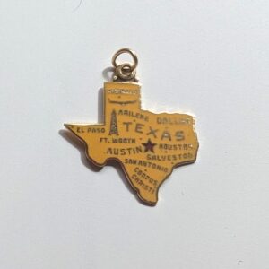 14k Gold Yellow Enamel Texas State Pendant Charm