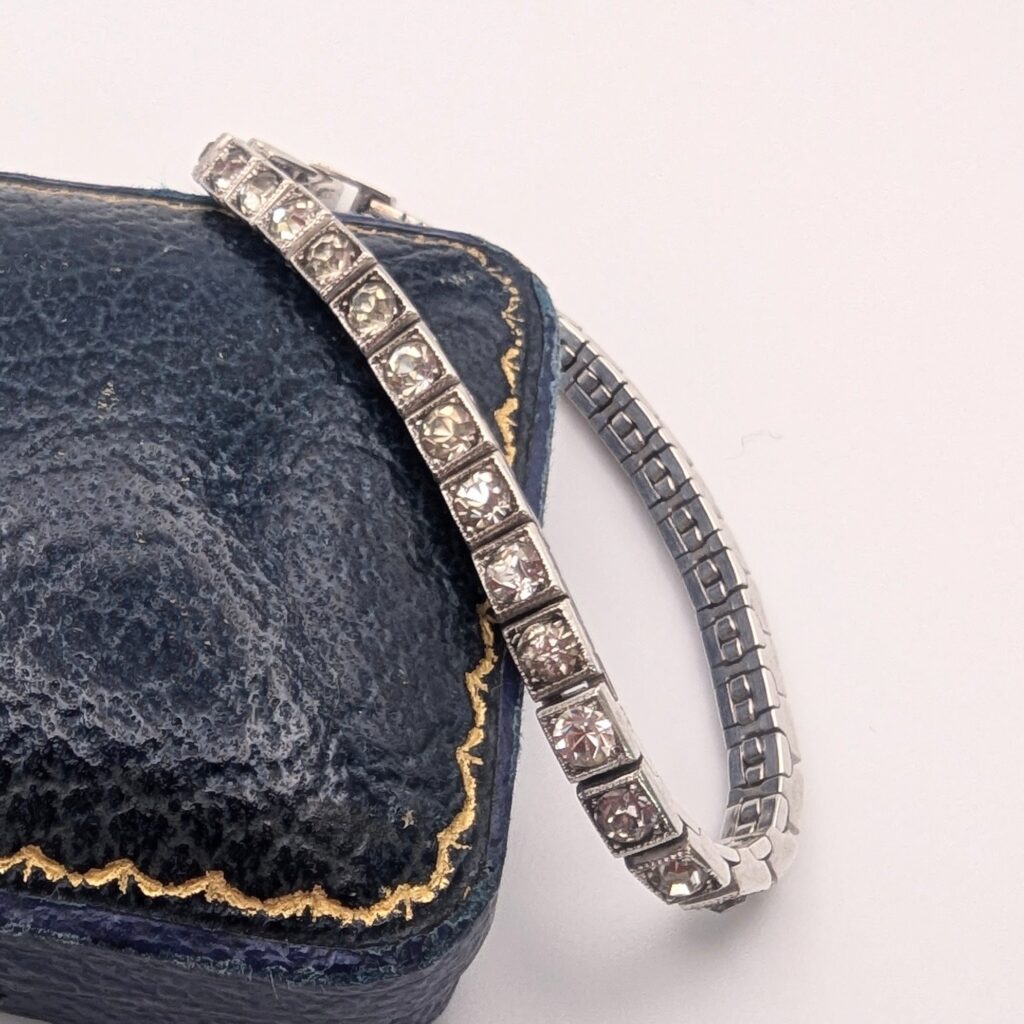 OTIS Vintage Sterling Silver Paste Box Link Bracelet