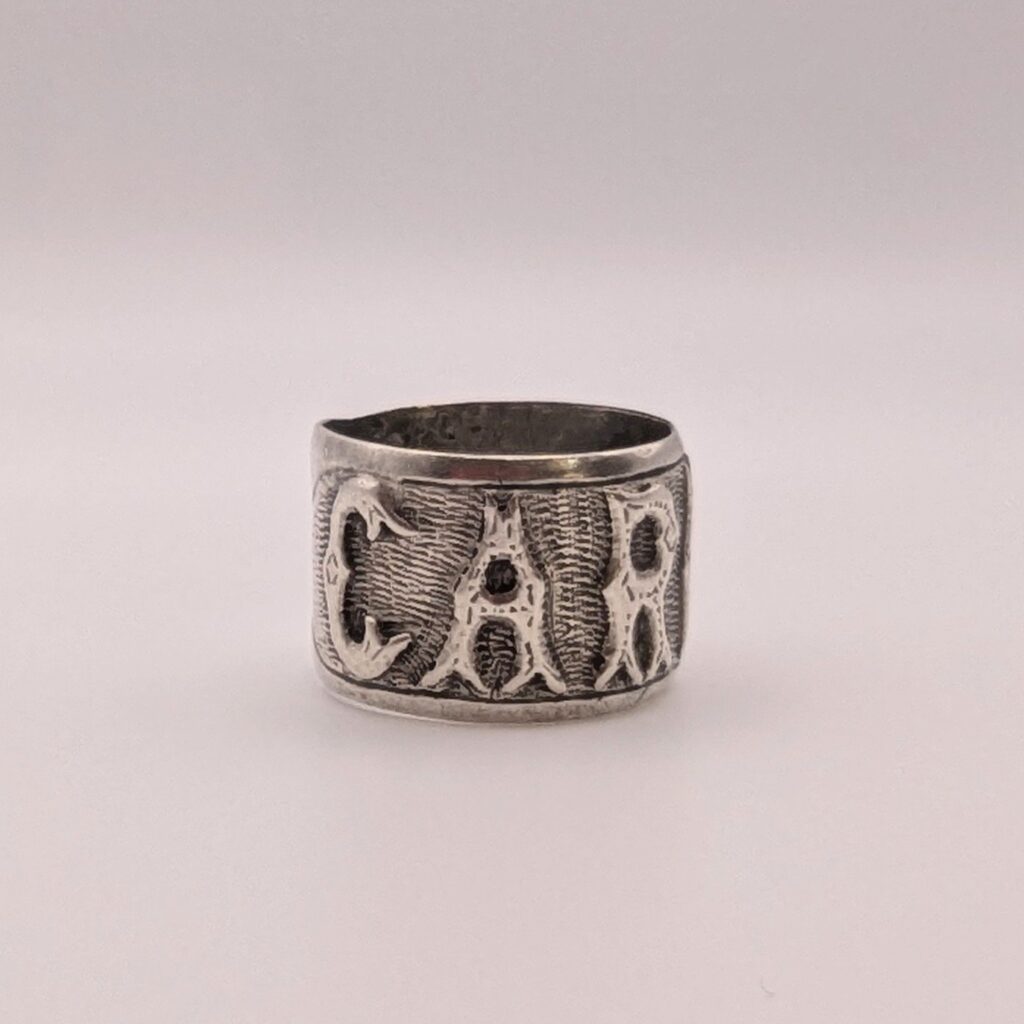 Antique Spanish Silver 'CARMEN' Name Band Ring c.1890s