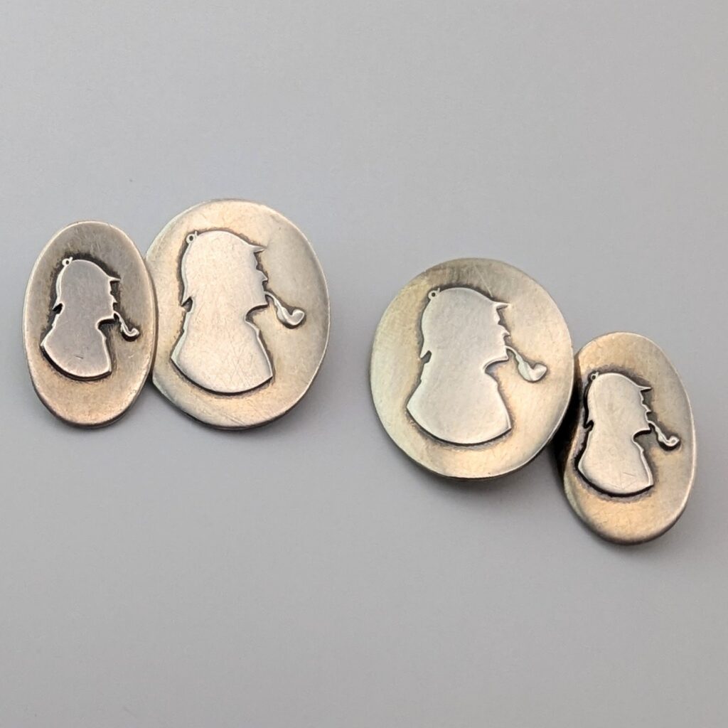 Vintage Sterling Silver Sherlock Holmes Cufflinks - Sheffield 1986 01405