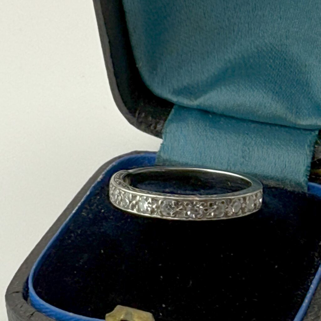 18ct White Gold Art Deco Diamond Half Hoop Eternity Ring