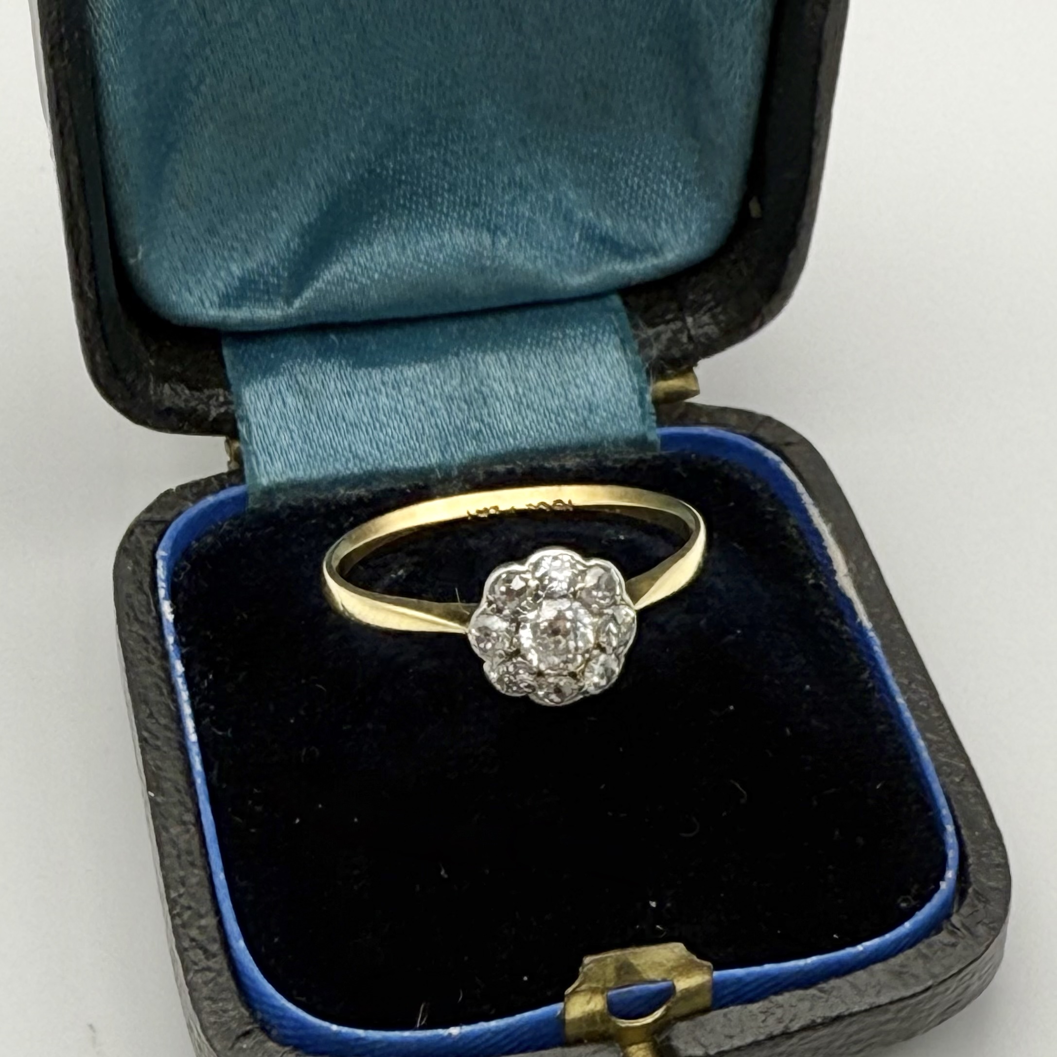 Antique Diamond Daisy Cluster Ring 18ct Gold Platinum c.1910s