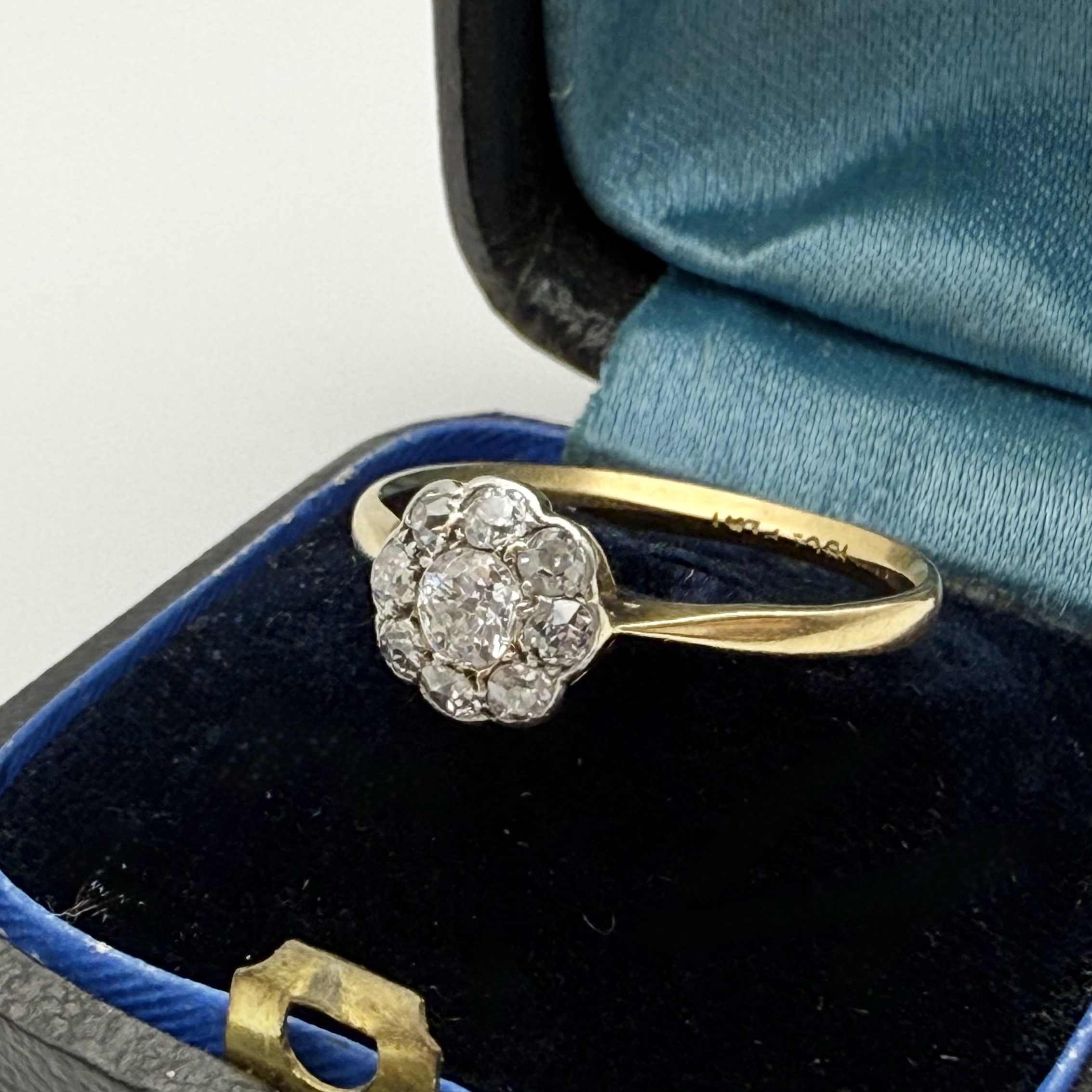 Antique Diamond Daisy Cluster Ring 18ct Gold Platinum c.1910s - Image 3