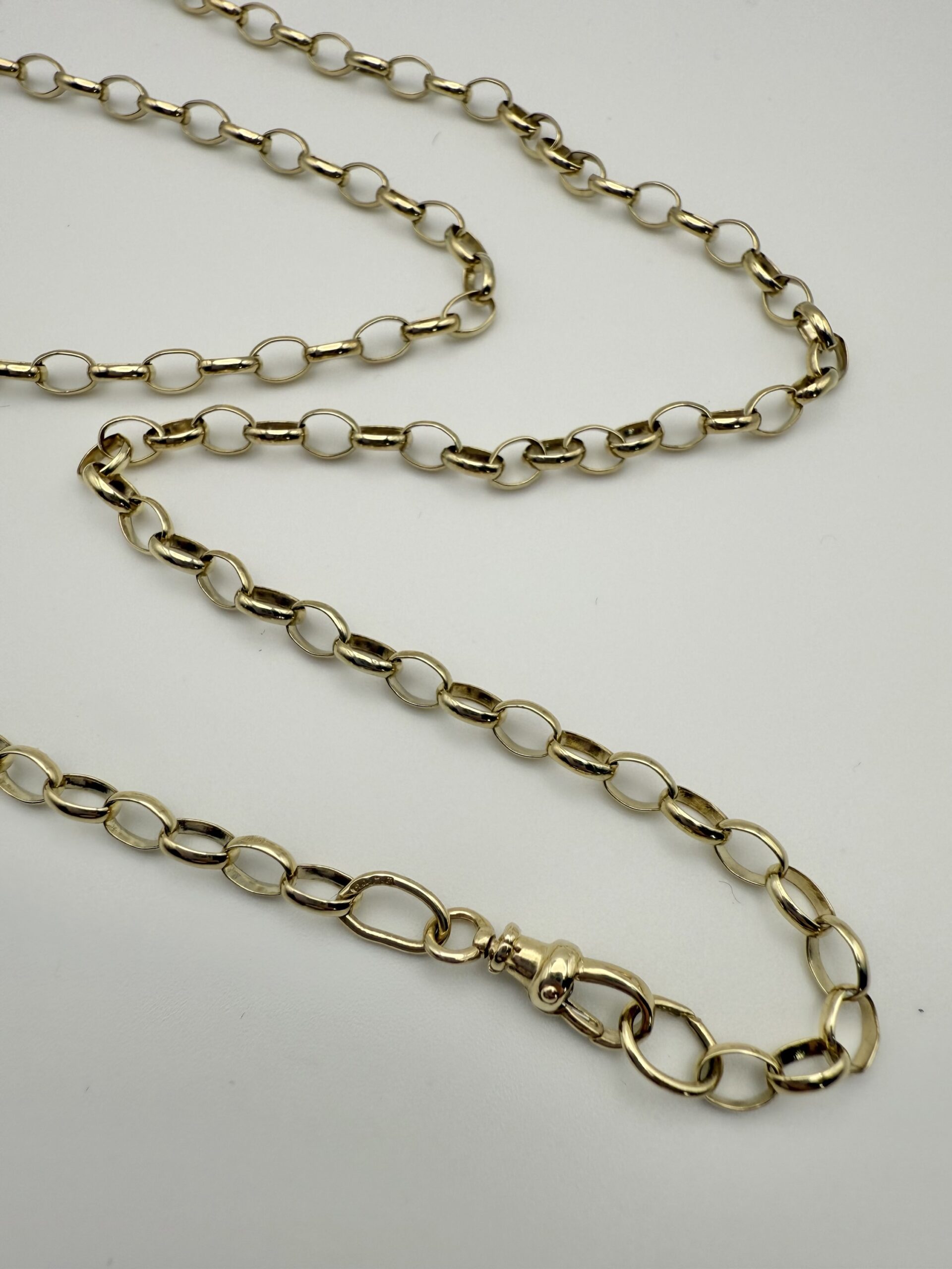 Vintage 9ct Yellow Gold 22.5" Long Belcher Chain - London 1980 - Image 3