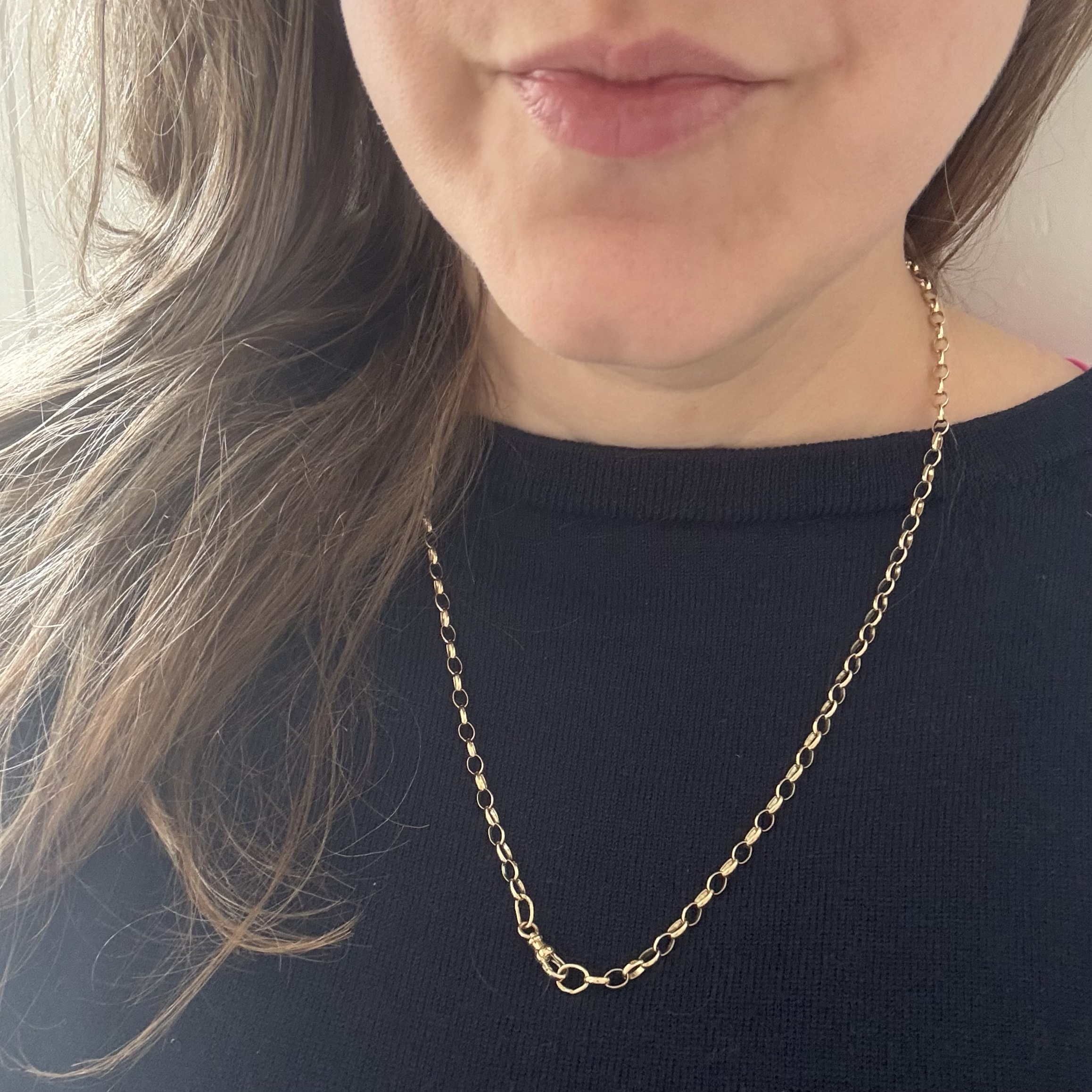 Vintage 9ct Yellow Gold 22.5" Long Belcher Chain - London 1980 - Image 2
